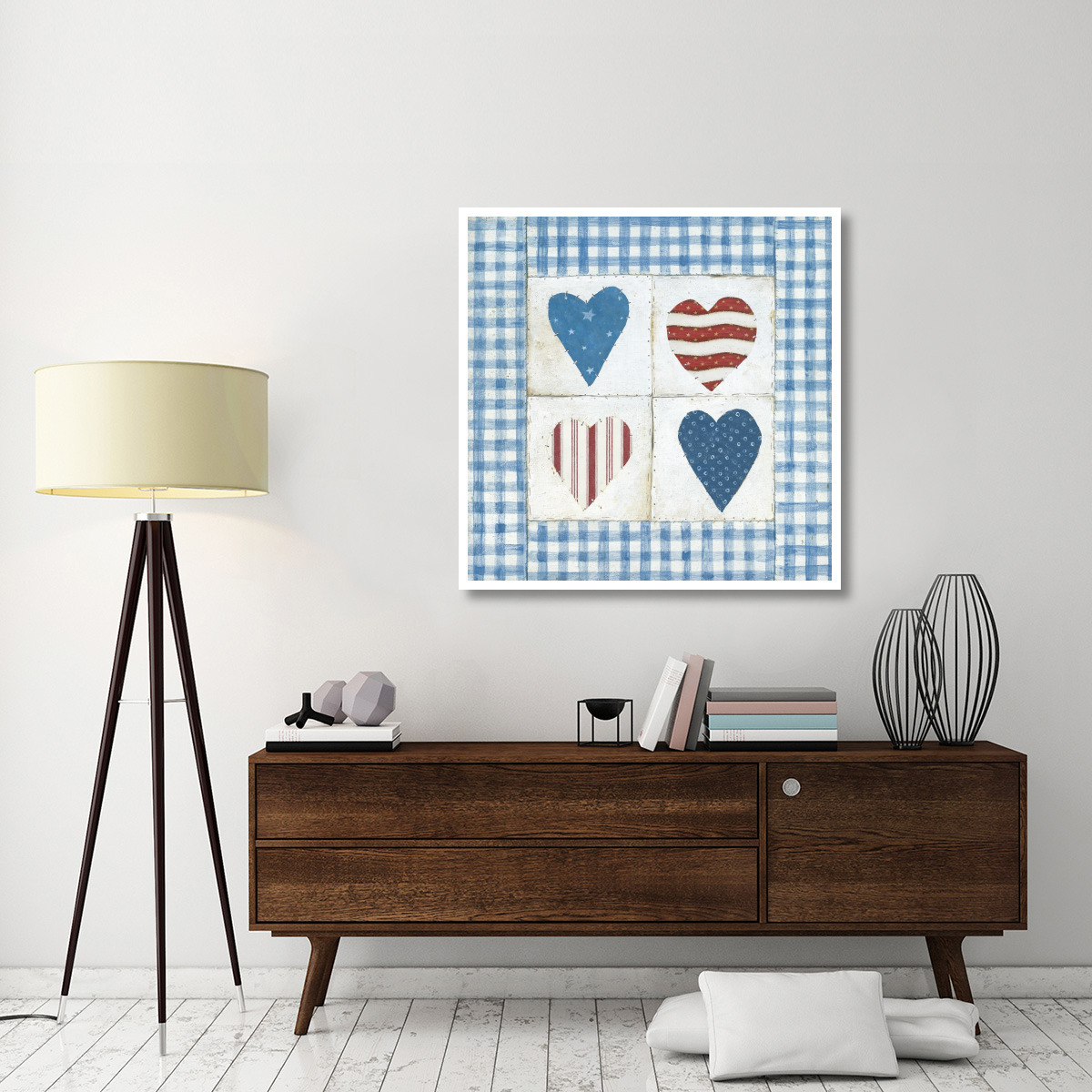 Americana Hearts II -Paper Art-42&quotx42"
