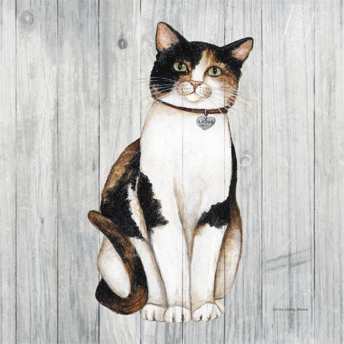 Country Kitty III on Wood -Paper Art-38&quotx38"