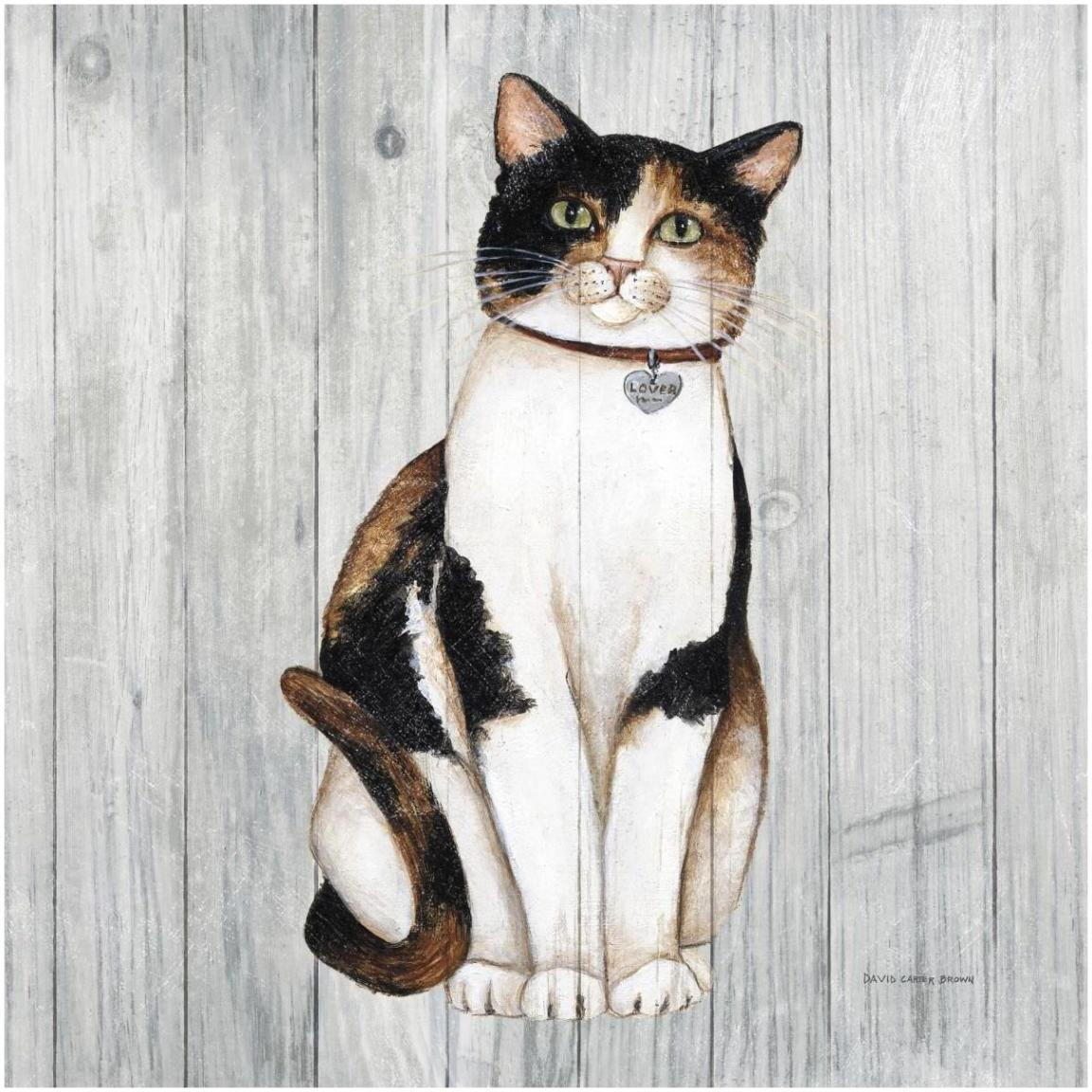 Country Kitty III on Wood -Paper Art-42&quotx42"