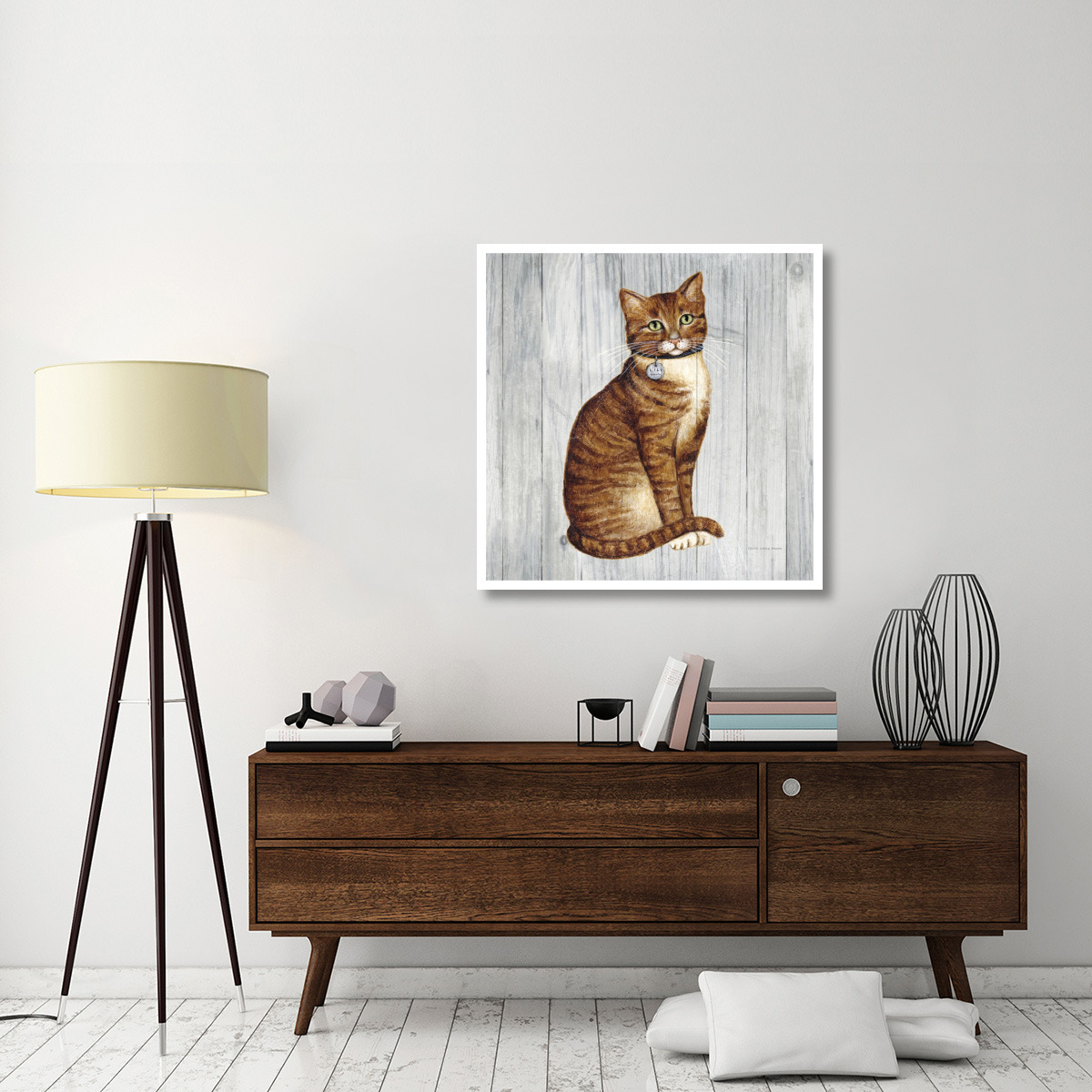 Country Kitty IV on Wood -Paper Art-38&quotx38"