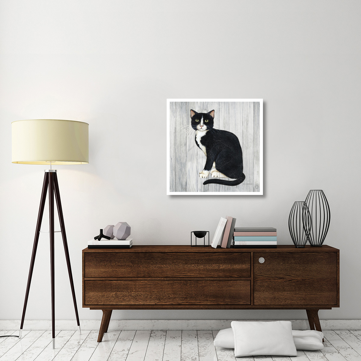 Country Kitty I on Wood -Paper Art-32&quotx32"