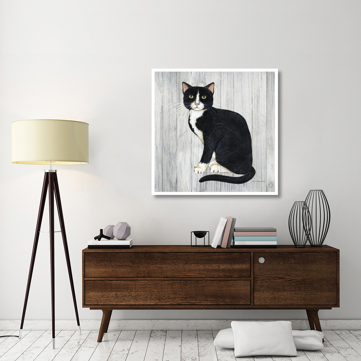 Country Kitty I on Wood -Paper Art-42&quotx42"