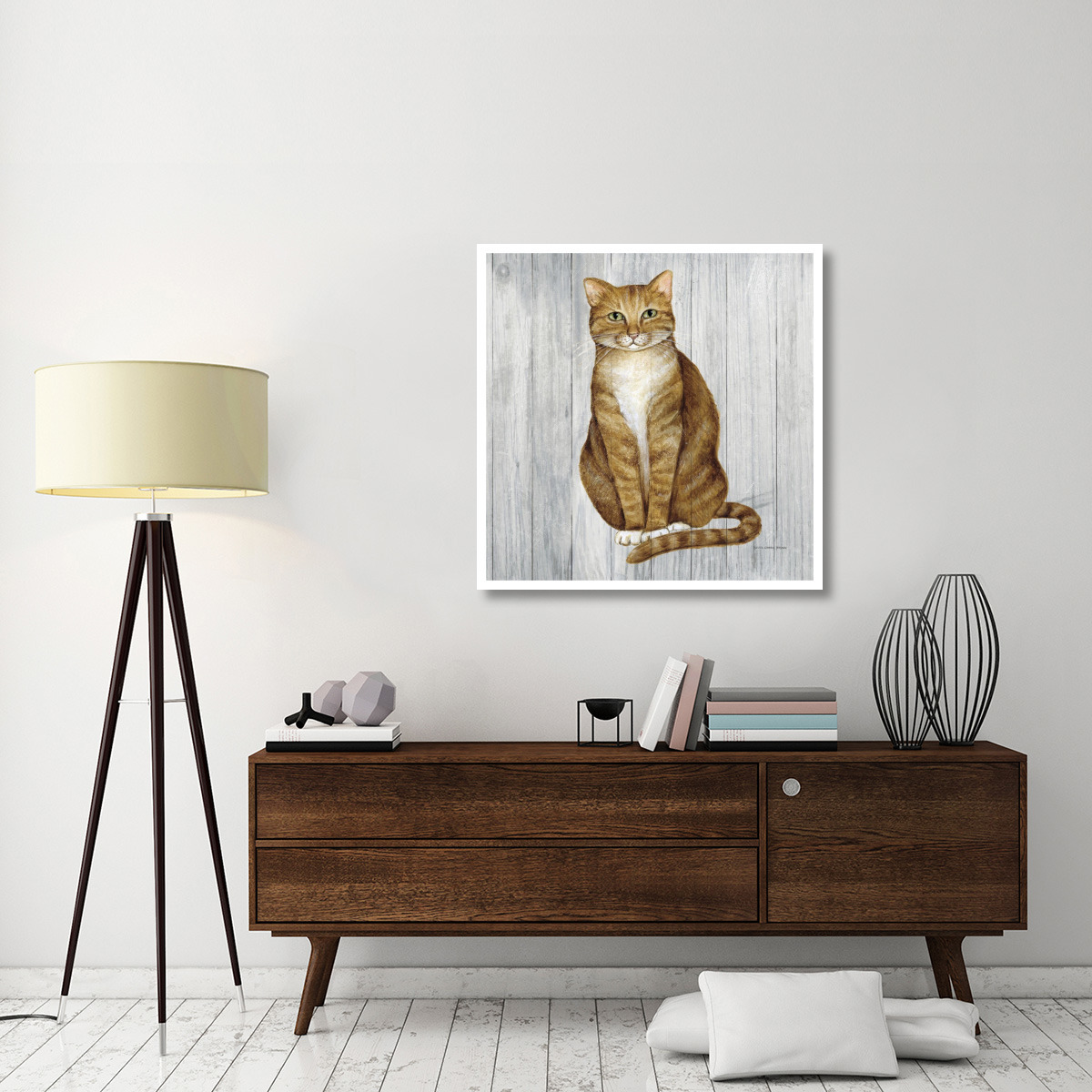 Country Kitty II on Wood -Paper Art-38&quotx38"