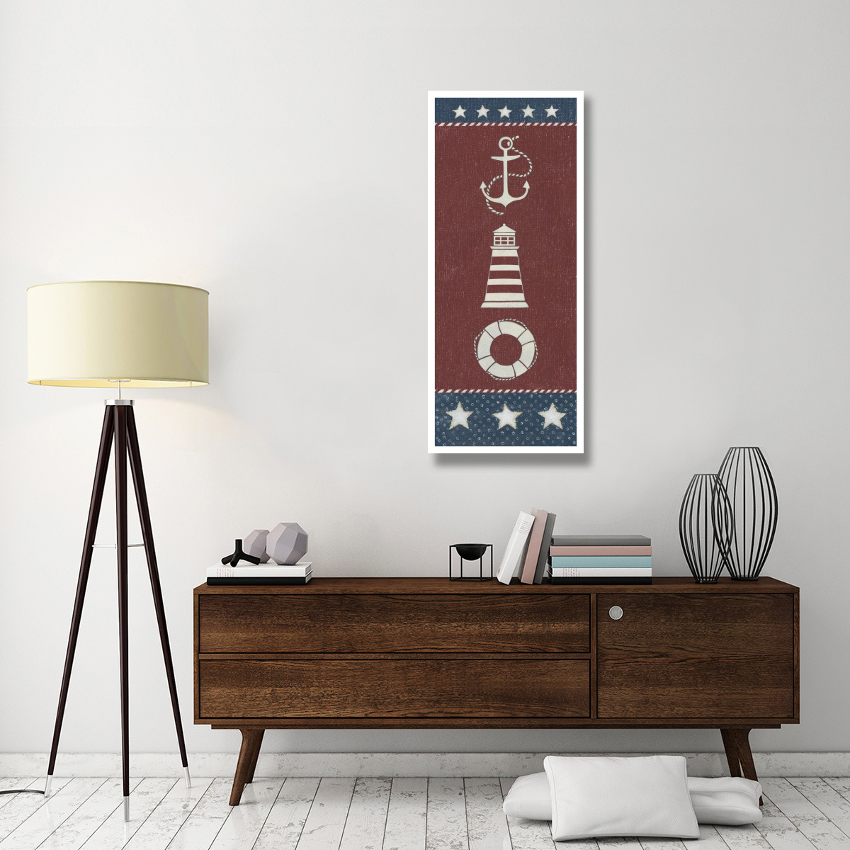 Coastal Americana Panel I -Paper Art-22&quotx52"