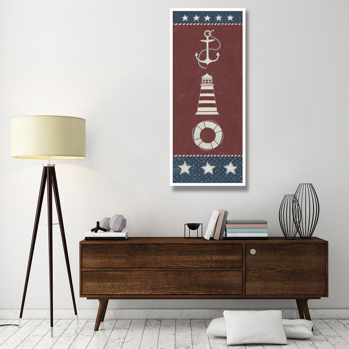 Coastal Americana Panel I -Paper Art-26&quotx62"