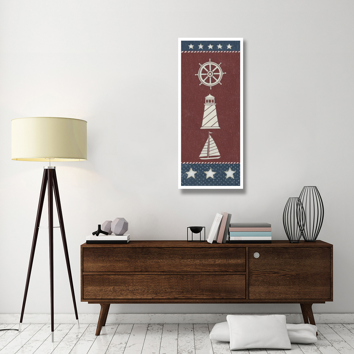 Coastal Americana Panel II -Paper Art-22&quotx52"
