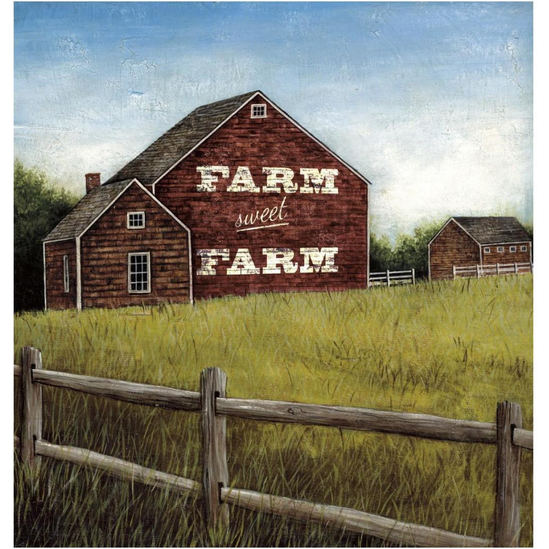 Weathered Barns Red with Words -Paper Art-17.2&quotx18"