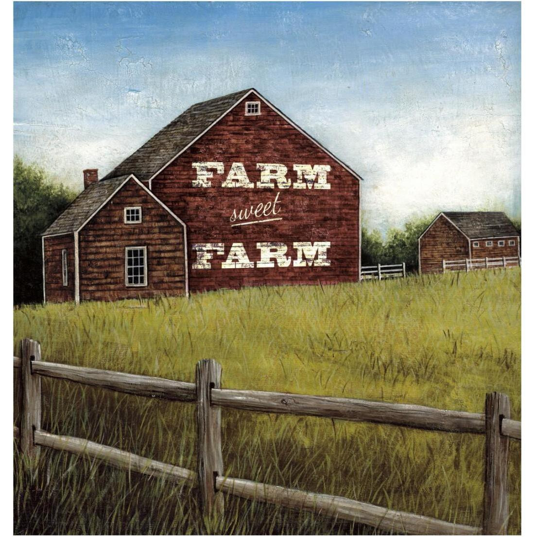 Weathered Barns Red with Words -Paper Art-22.9&quotx24"