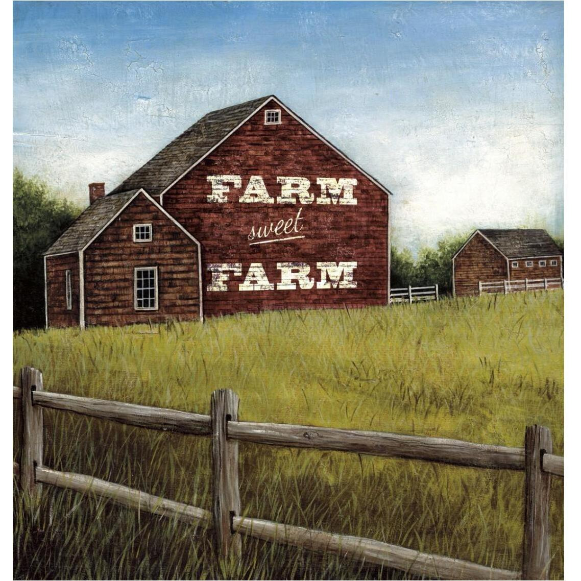 Weathered Barns Red with Words -Paper Art-36.2&quotx38"