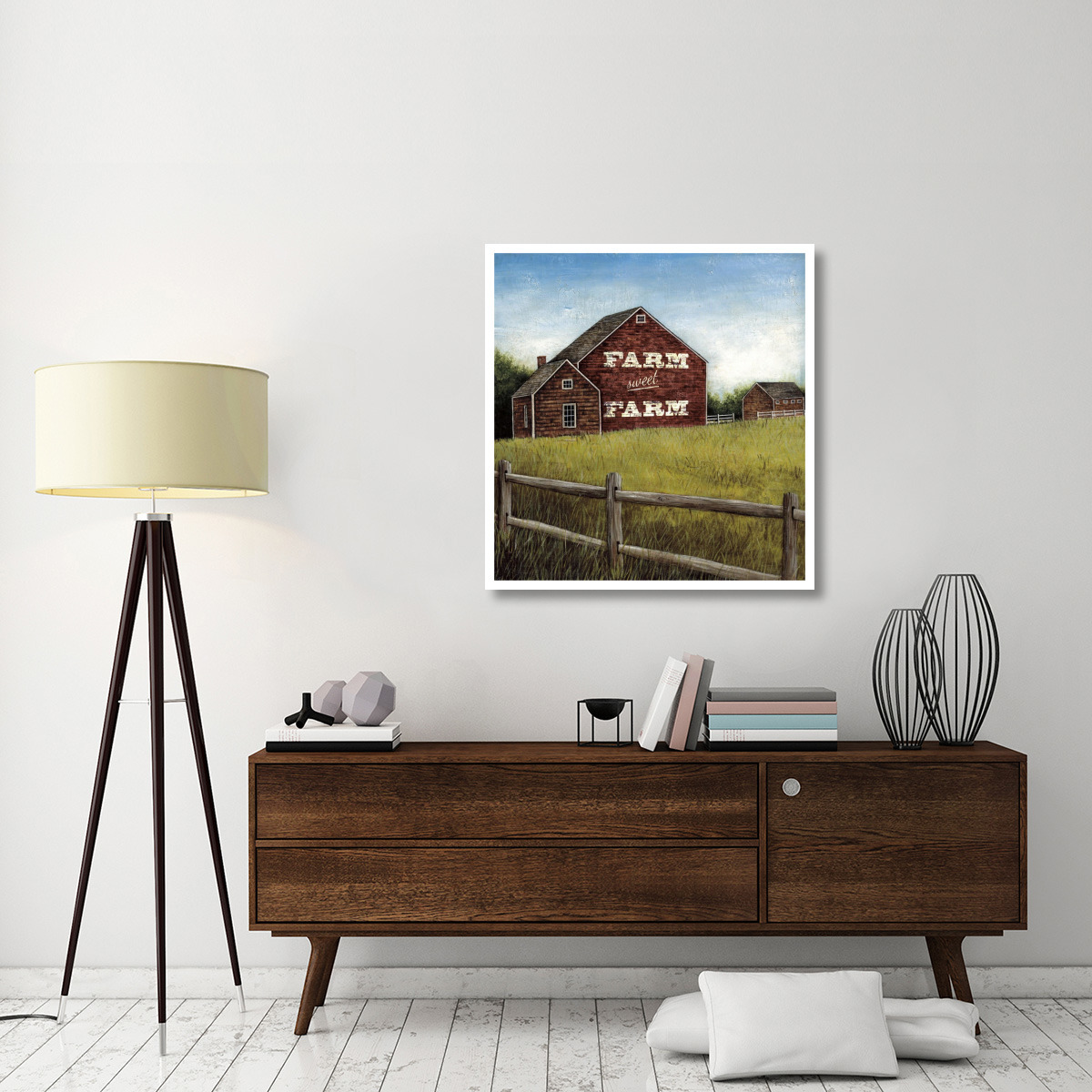 Weathered Barns Red with Words -Paper Art-36.2&quotx38"