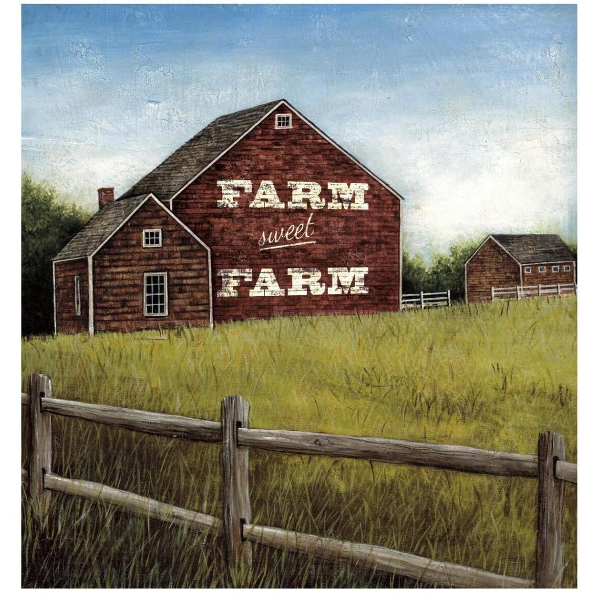 Weathered Barns Red with Words -Paper Art-40&quotx42"