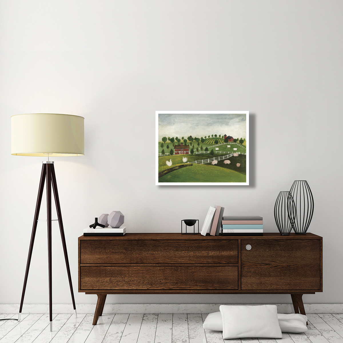 A Day at the Farm I Bright -Paper Art-34&quotx26"