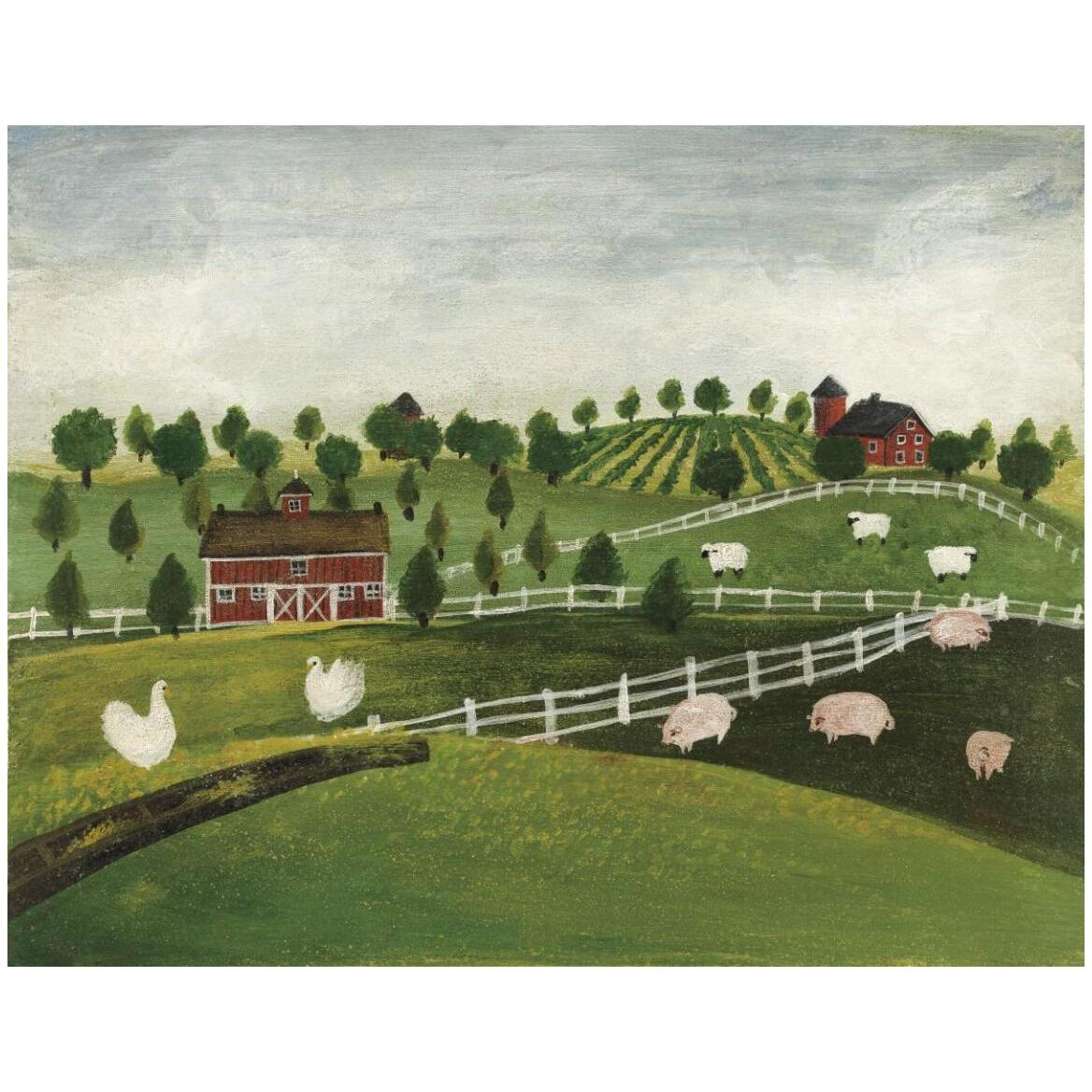A Day at the Farm I Bright -Paper Art-50&quotx38"