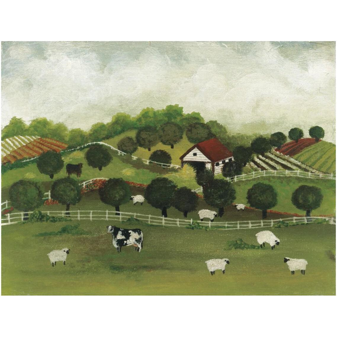 A Day at the Farm II Bright -Paper Art-18&quotx14"