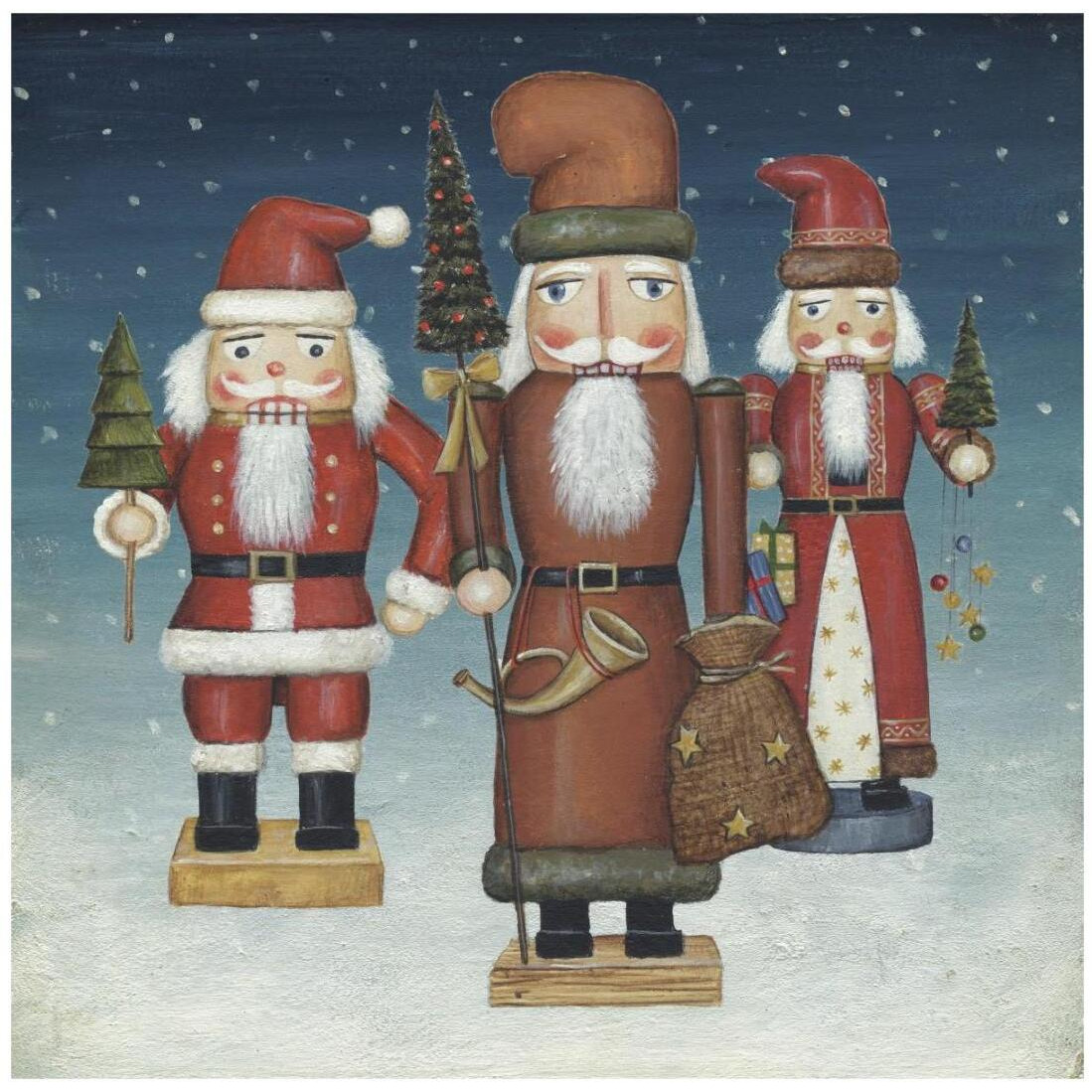 Santa Nutcrackers Snow -Paper Art-20&quotx20"