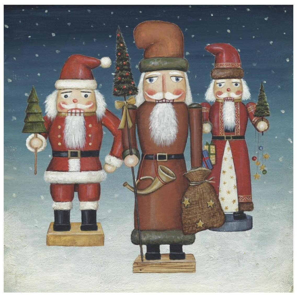 Santa Nutcrackers Snow -Paper Art-26&quotx26"