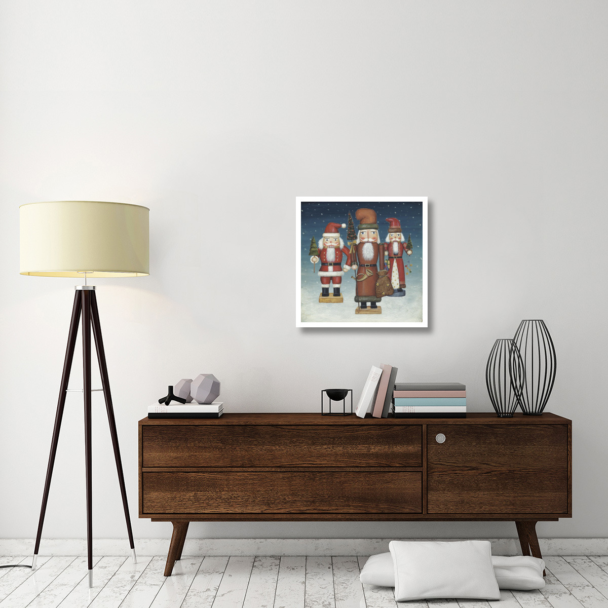 Santa Nutcrackers Snow -Paper Art-26&quotx26"