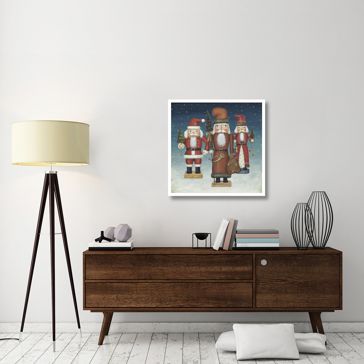 Santa Nutcrackers Snow -Paper Art-32&quotx32"