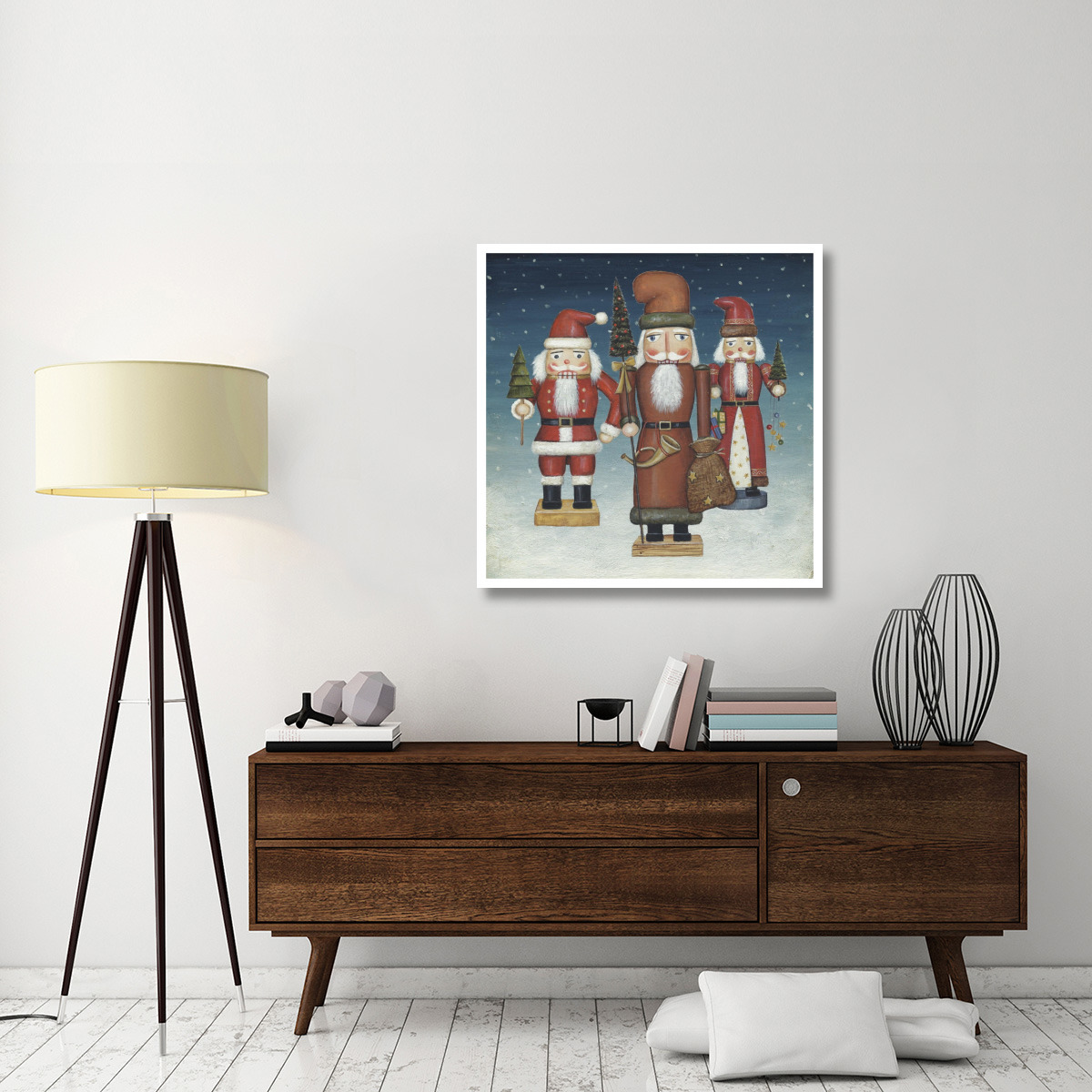 Santa Nutcrackers Snow -Paper Art-38&quotx38"