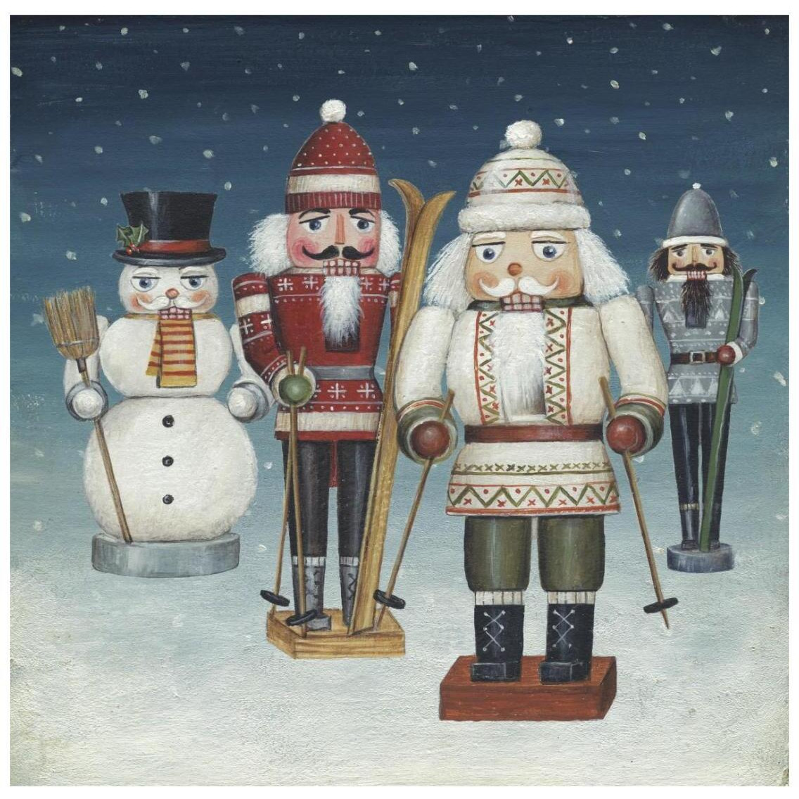 Skier Nutcrackers Snow -Paper Art-26&quotx26"