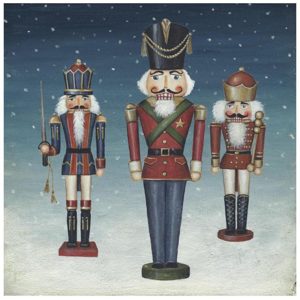 Soldier Nutcrackers Snow -Paper Art-26&quotx26"