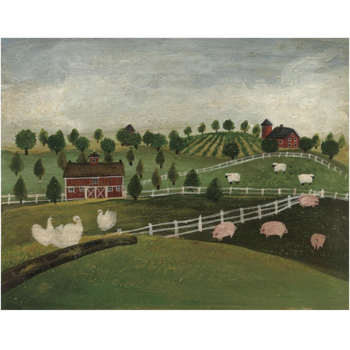 A Day at the Farm I -Paper Art-18&quotx14"