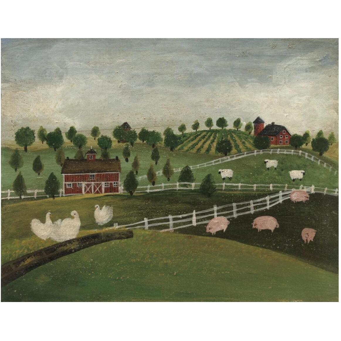 A Day at the Farm I -Paper Art-50&quotx38"