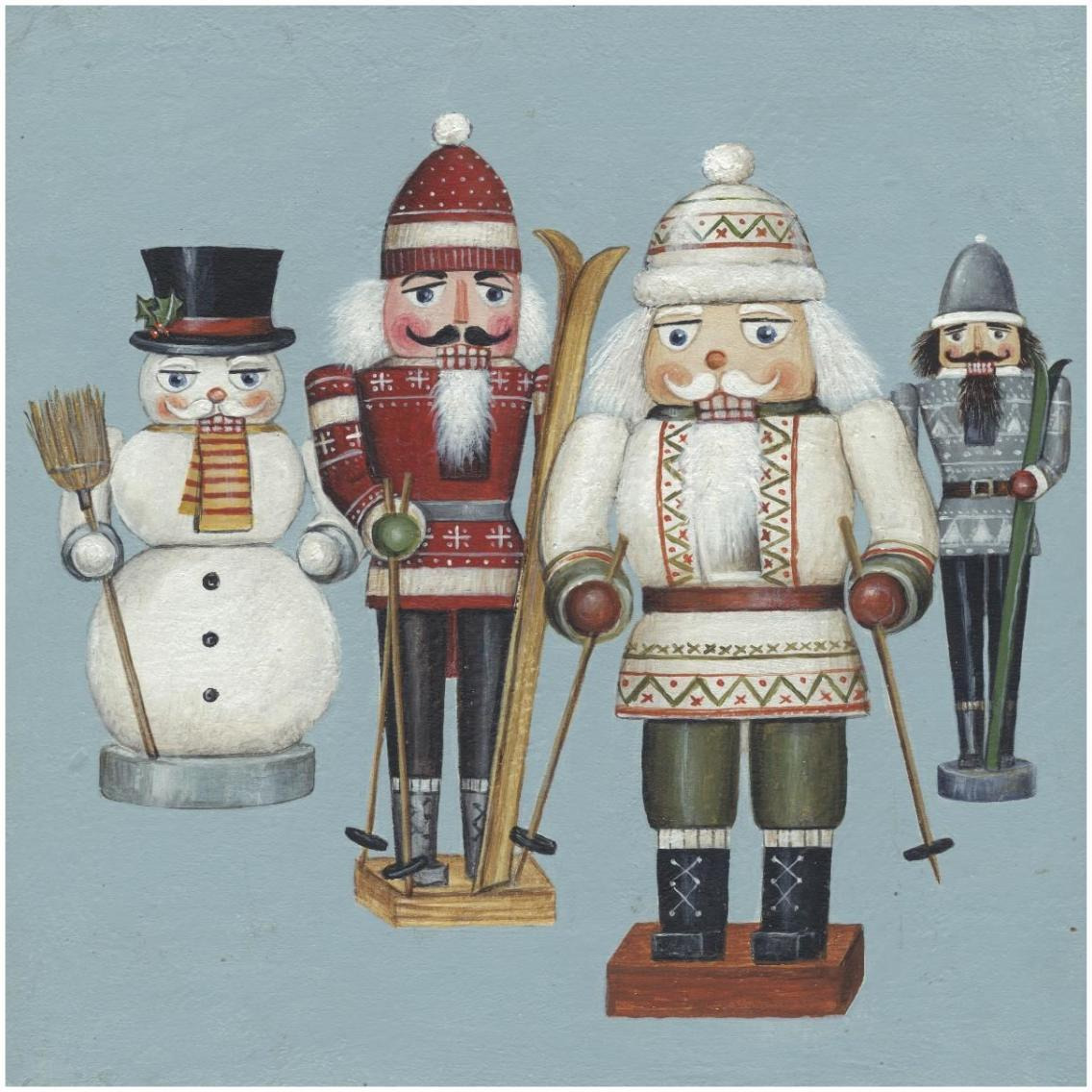 Skier Nutcrackers -Paper Art-32&quotx32"