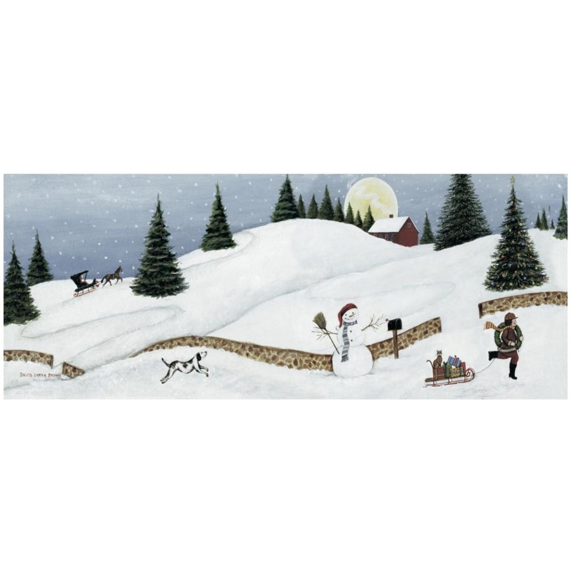 Christmas Valley Snowman Crop -Paper Art-52&quotx22"