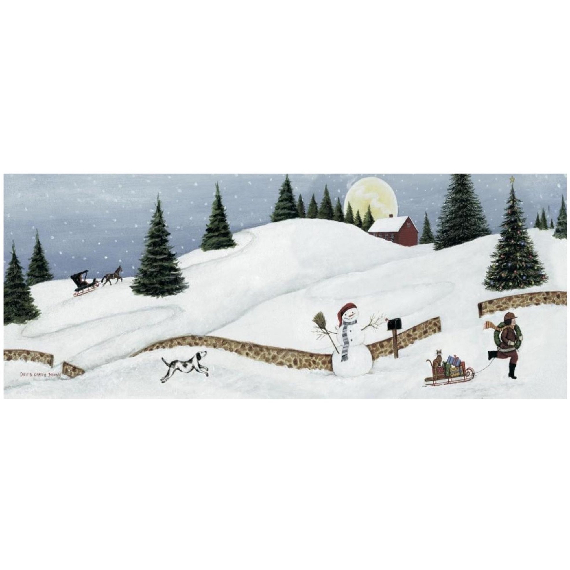 Christmas Valley Snowman Crop -Paper Art-77&quotx32"