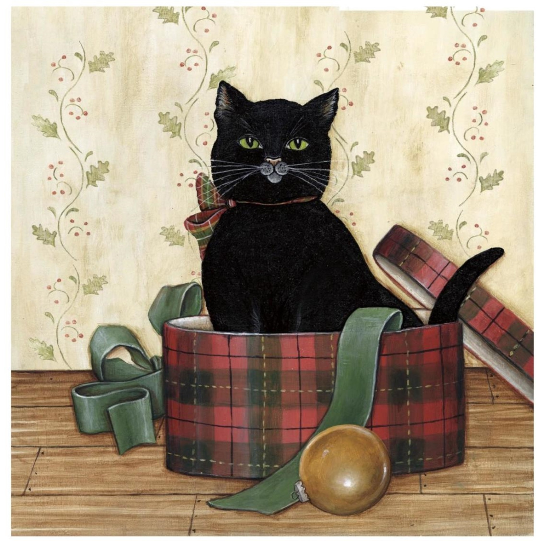 Christmas Kitty IV -Paper Art-26&quotx26"