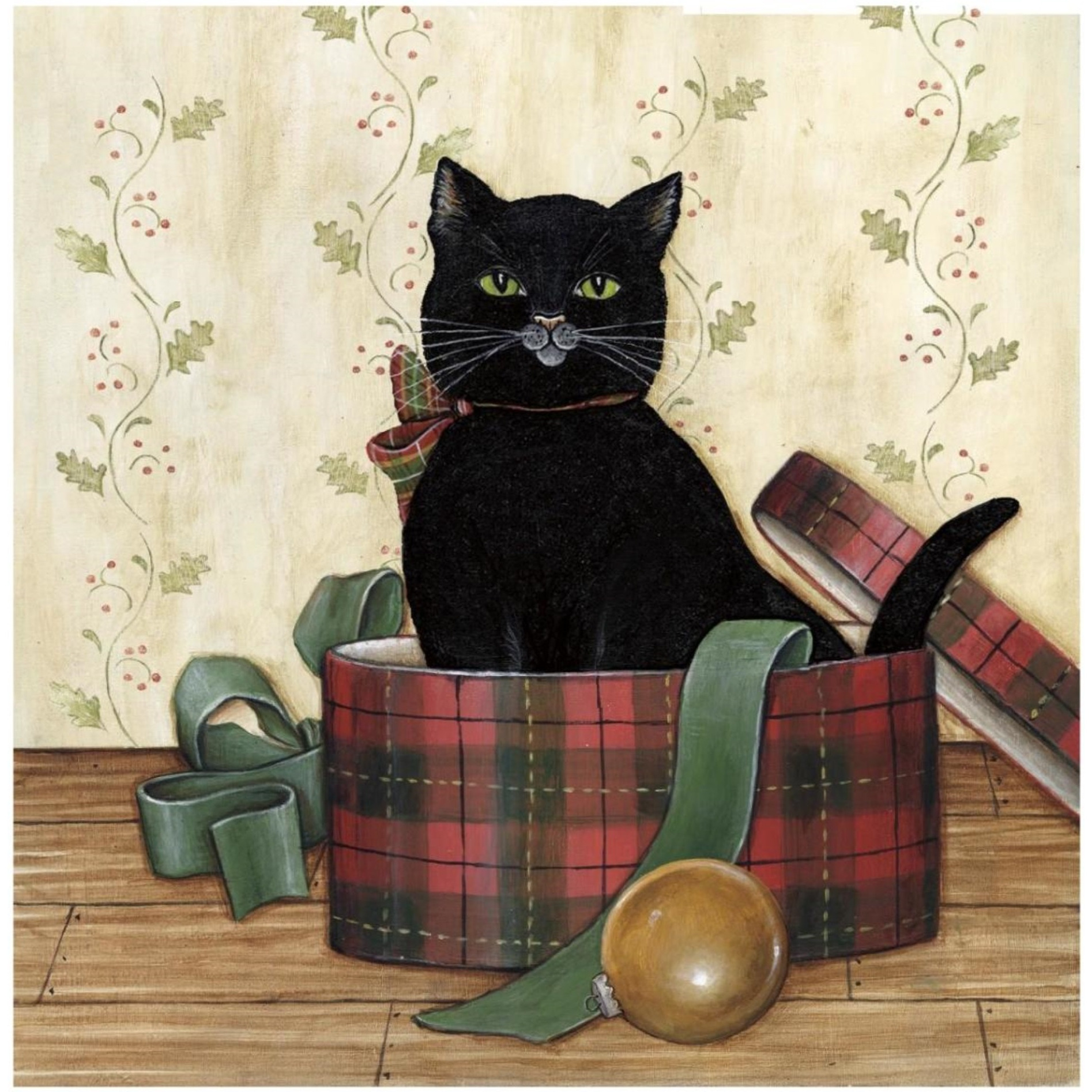 Christmas Kitty IV -Paper Art-32&quotx32"
