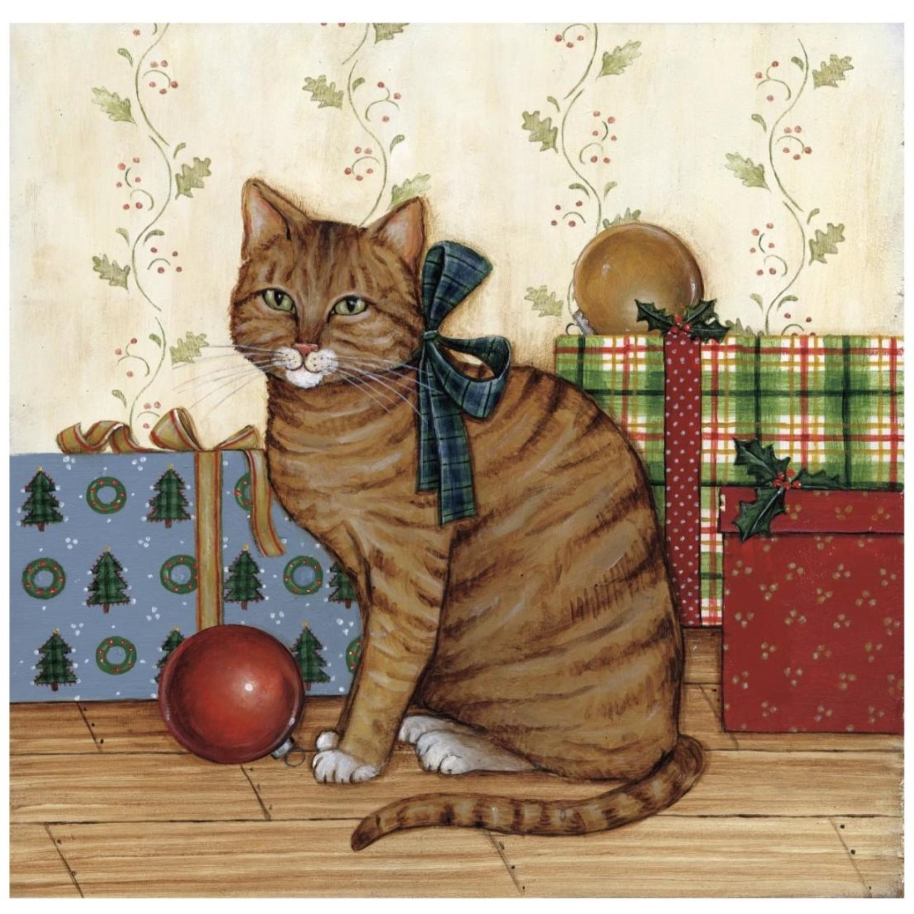 Christmas Kitty II -Paper Art-20&quotx20"