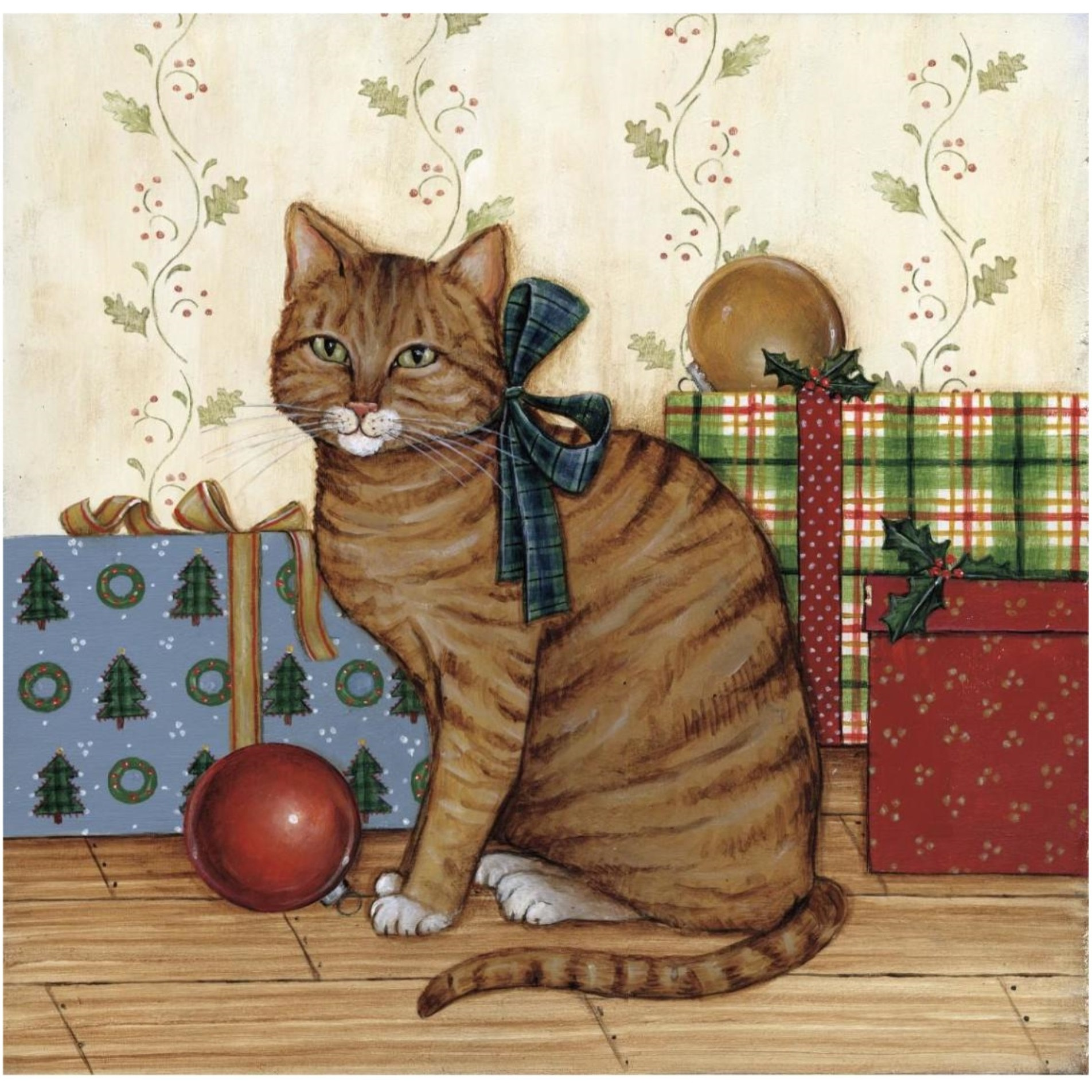 Christmas Kitty II -Paper Art-38&quotx38"