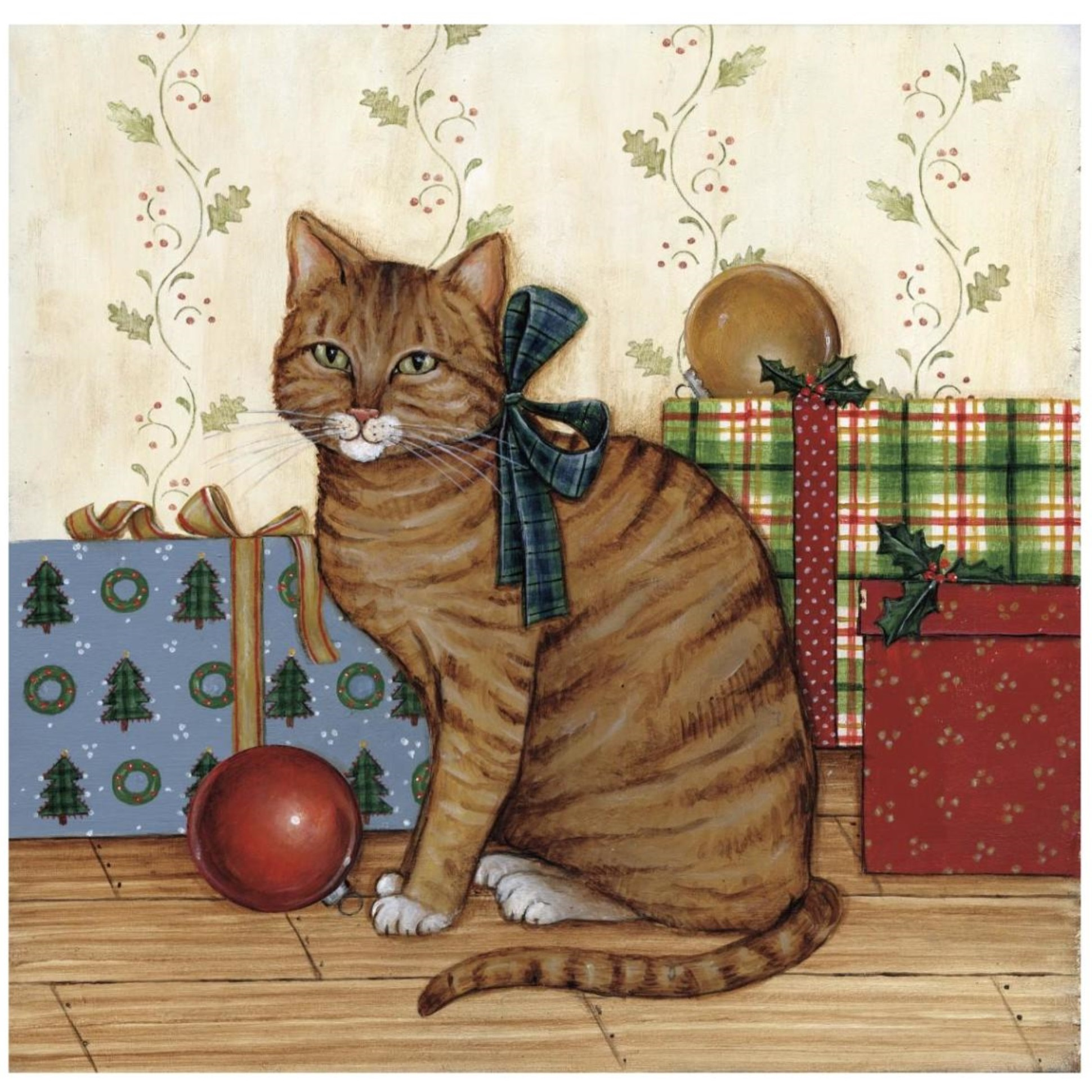 Christmas Kitty II -Paper Art-42&quotx42"