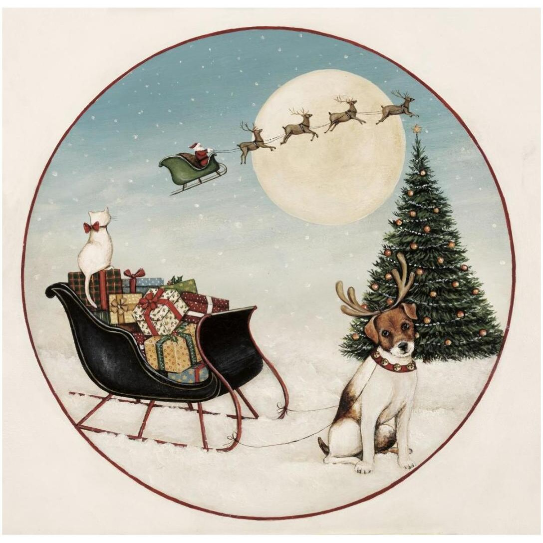 Merry Lil Sleigh -Paper Art-20&quotx20"