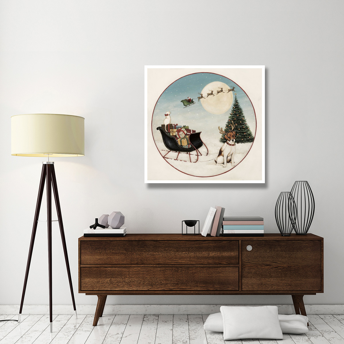 Merry Lil Sleigh -Paper Art-42&quotx42"