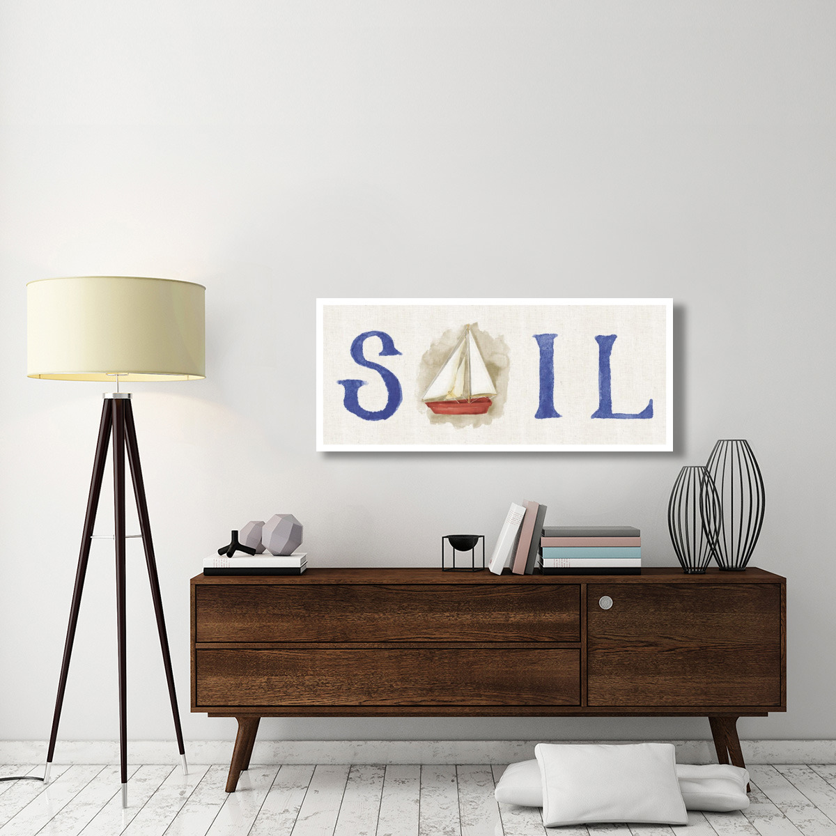 New Horizons Sail on Linen -Paper Art-52&quotx22"