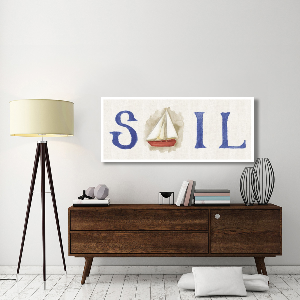 New Horizons Sail on Linen -Paper Art-62&quotx26"