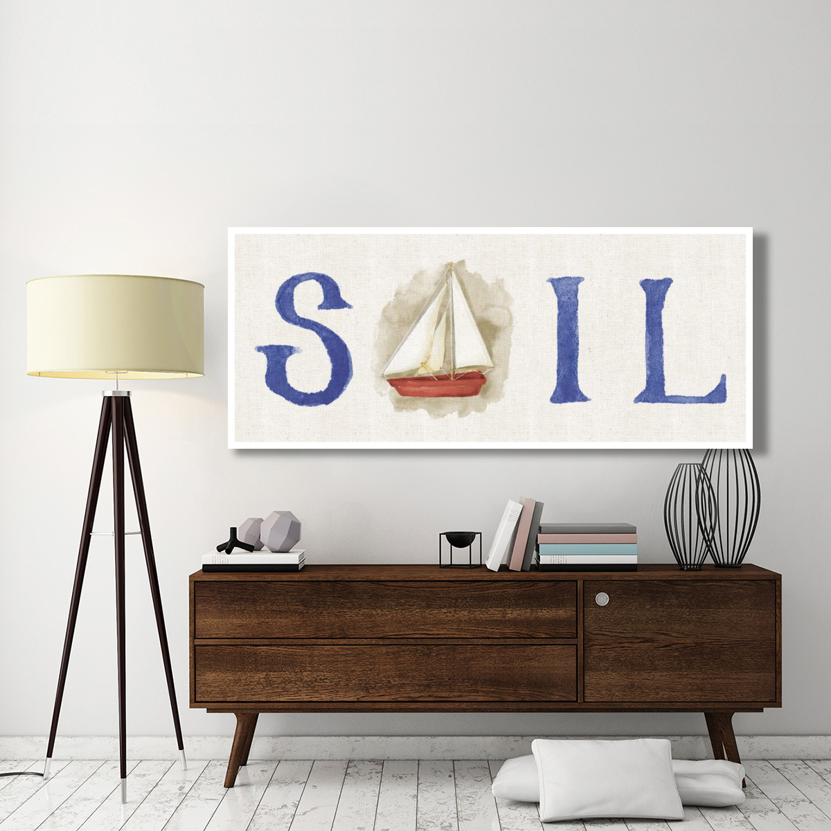 New Horizons Sail on Linen -Paper Art-77&quotx32"