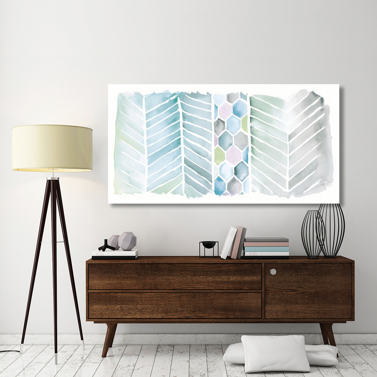 Watercolor Chevron Bright -Paper Art-74&quotx38"