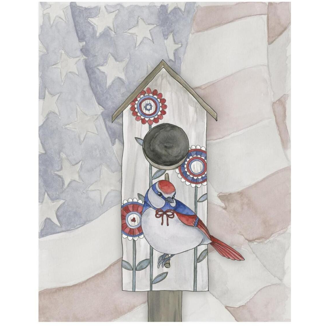 Americana Birdhouse III -Paper Art-22&quotx26"