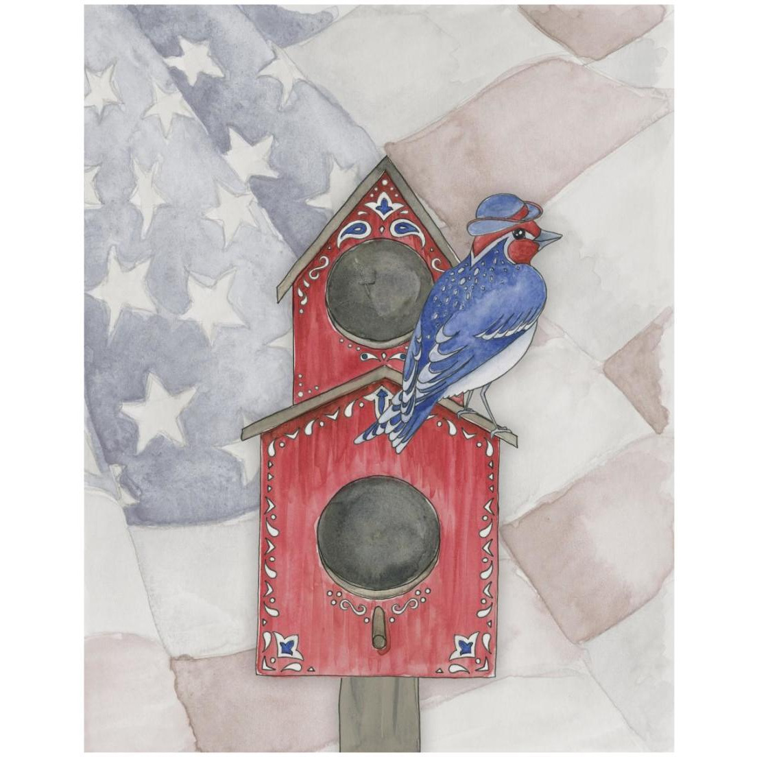 Americana Birdhouse V -Paper Art-18&quotx22"