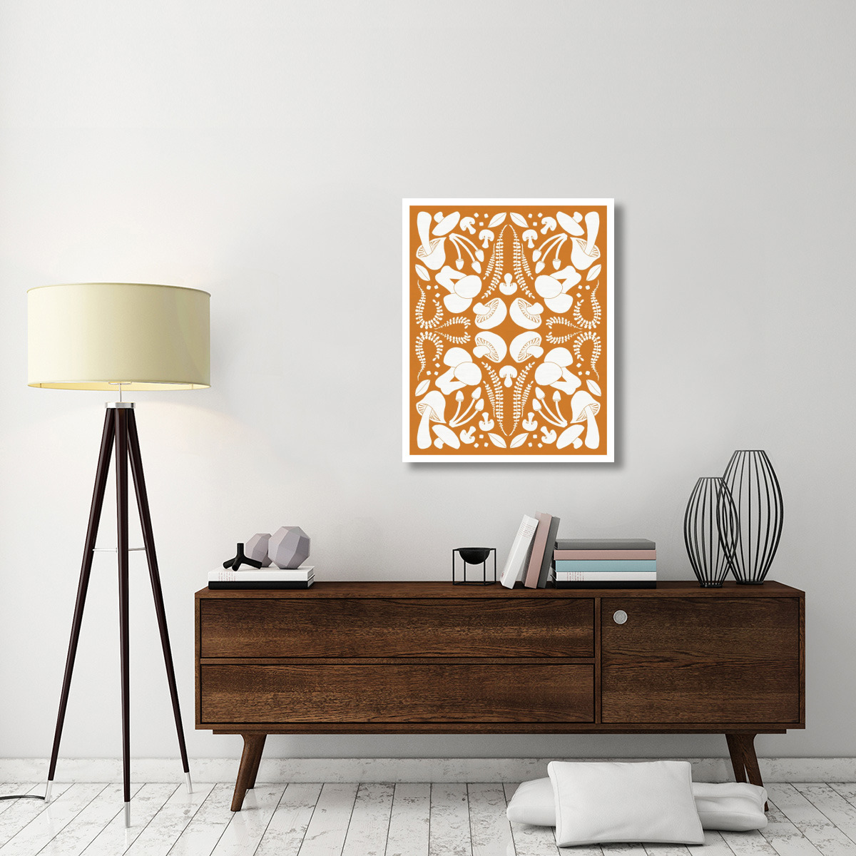 Retro Mushroom Otomi Silhouette -Paper Art-30&quotx37"