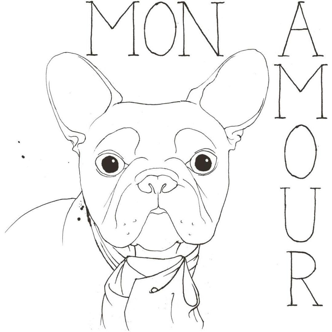Puppy Love Frenchie -Paper Art-42&quotx42"