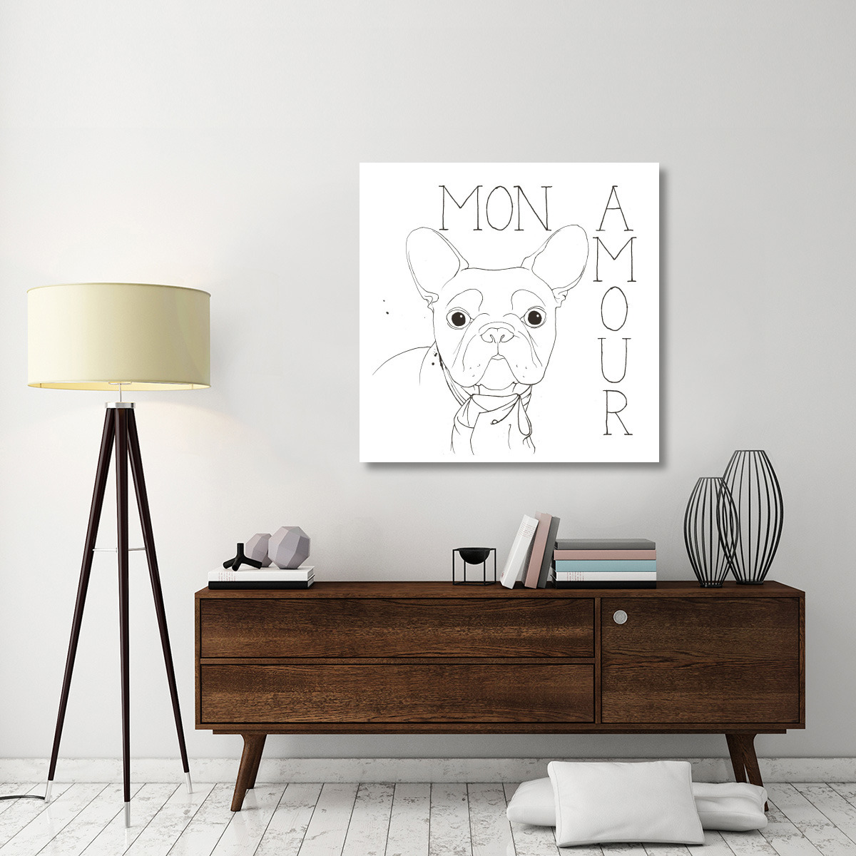 Puppy Love Frenchie -Paper Art-42&quotx42"