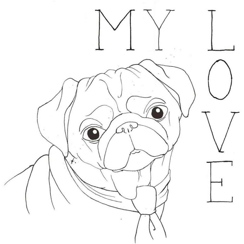 Puppy Love Pug -Paper Art-20&quotx20"