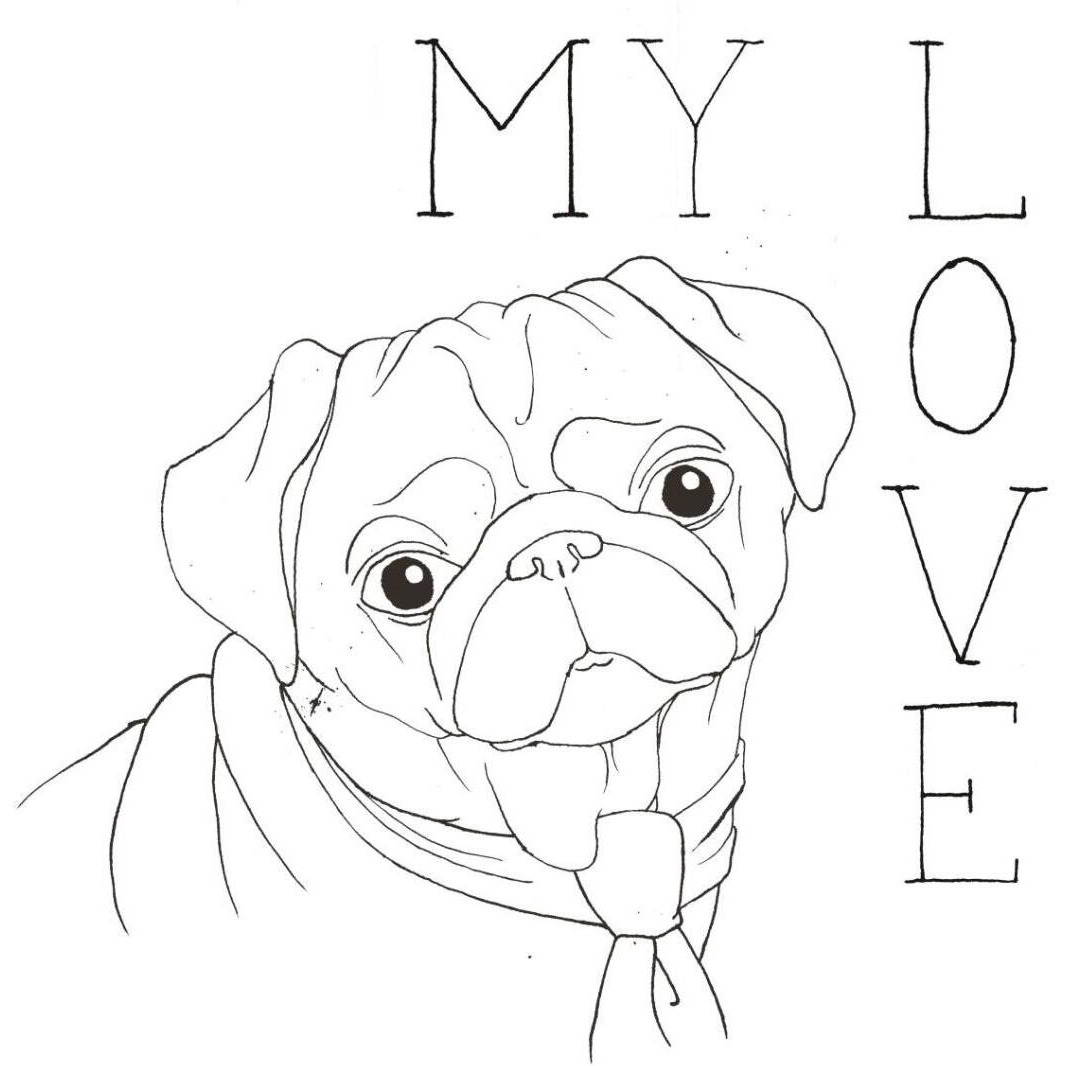 Puppy Love Pug -Paper Art-38&quotx38"
