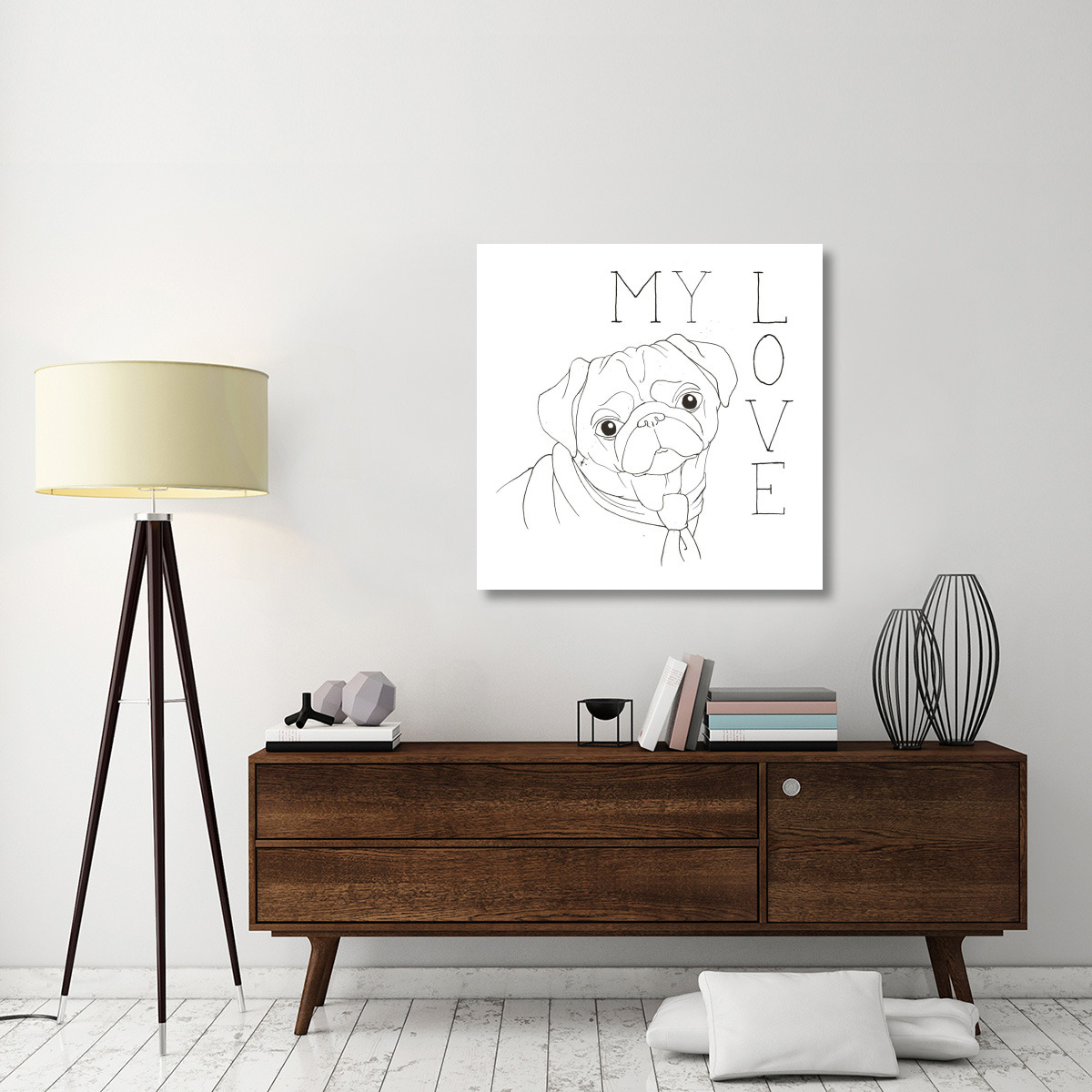 Puppy Love Pug -Paper Art-38&quotx38"