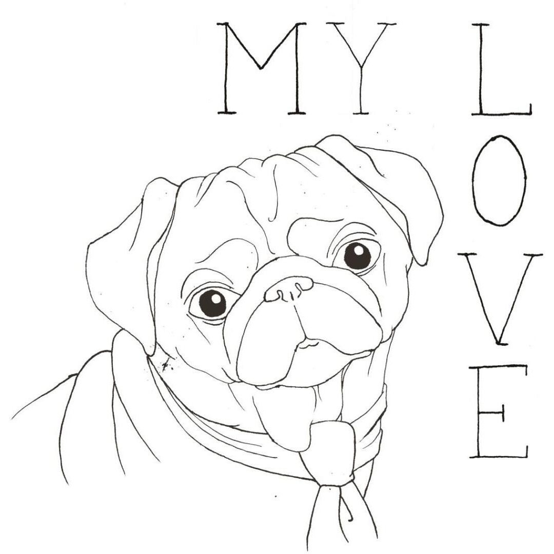 Puppy Love Pug -Paper Art-42&quotx42"
